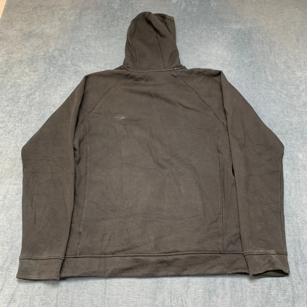 Adidas Hoodie Mens Medium Black Raglan Sleeve 3 Stripes Logo Sports Fleece Lined